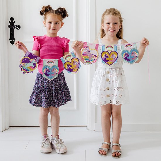 Totum Unicorn knutselset diamond painting - feest vlaggenslinger kaarten maken incl. 2500+ strass steentjes knutselen