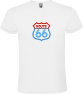 Wit T shirt met print van 'Route 66' print Zwart / Rood size XL