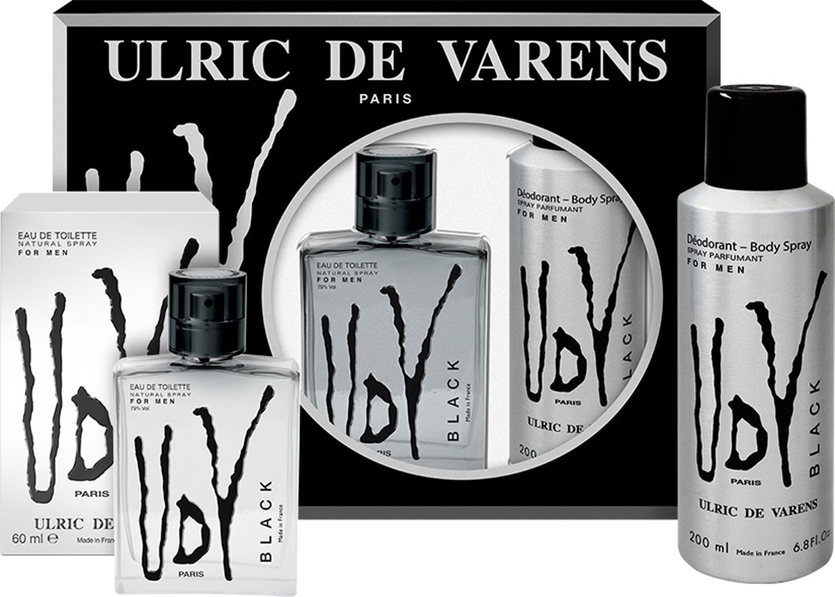 Ulric de Varens Geschenkset - UDV Black - Herenparfum 100ml & Deodorant 200ml - Cadeau Man