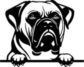 Auto - Raam sticker - Bullmastief  - Gluur Hond - Peeking Dog - Spreuk -  Decoratie Sticker - Aanhanger - Grappig - Funny