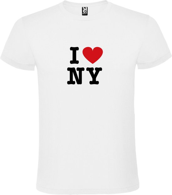 Wit T shirt met print van 'I love New York' print Zwart / Rood size S