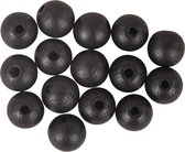 Mat zwarte houten kralen - 10mm - 35 stuks - ketting / armband maken