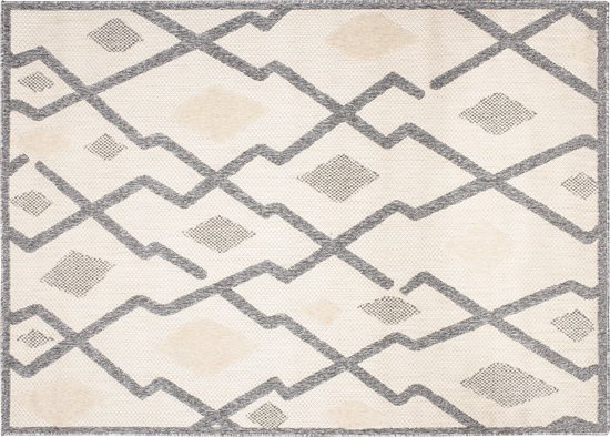 Tapis de jardin Tapiso Viera Tapis Beige Grijs Moderne Intérieur Taille - 140x200