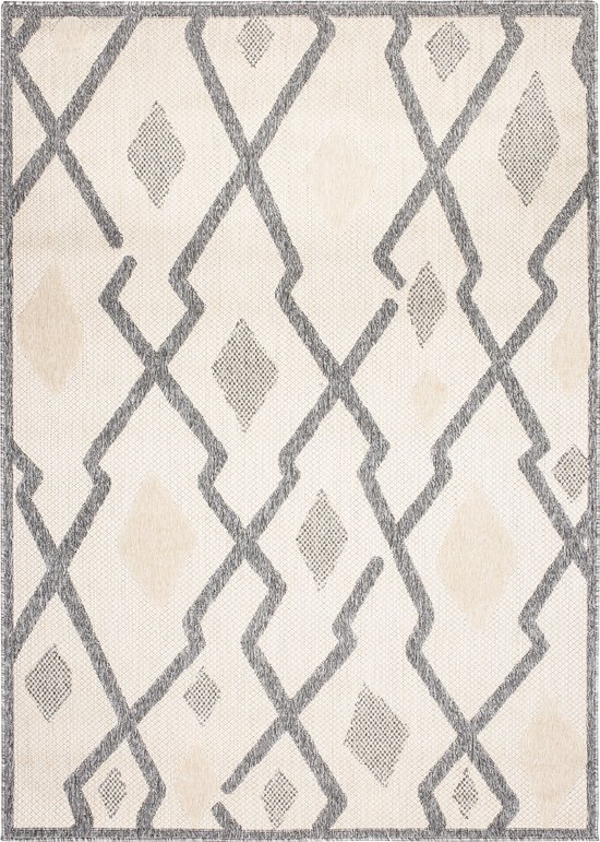 Tapis de jardin Tapiso Viera Tapis Beige Grijs Moderne Intérieur Taille - 140x200