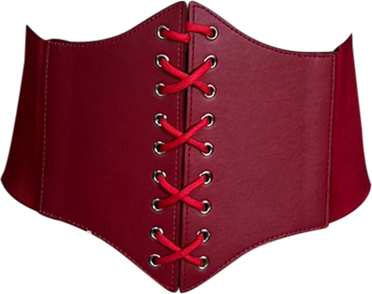 FIFO Effen Unisex Dames Korset, Ruimer Verstelbaar, Elegant, Esthetisch, Bordeaux