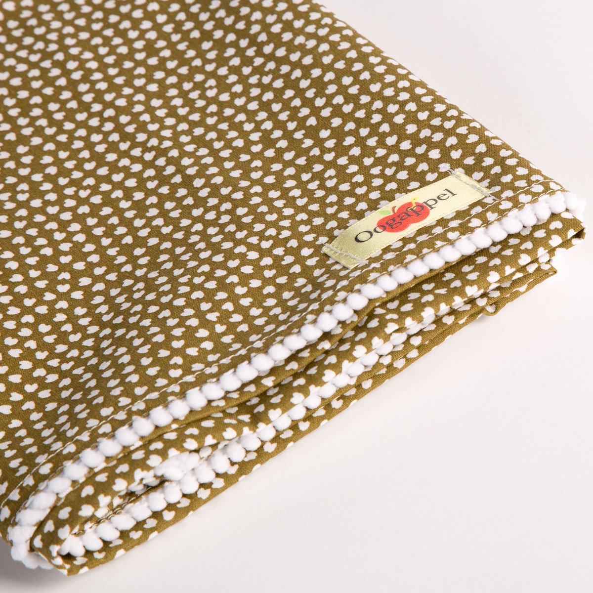 Oogappel Hartjes Bolletjesband Wieglaken 75x100 cm-Bruin-Wit