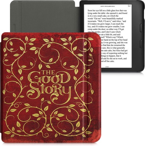 kwmobile e-reader hoesje geschikt voor Kobo Libra 2 hoes - E reader flip case met magnetische sluiting - Ereader cover - Sprookjesboek design in geel / oranje / rood van Merkloos — afbeelding 2