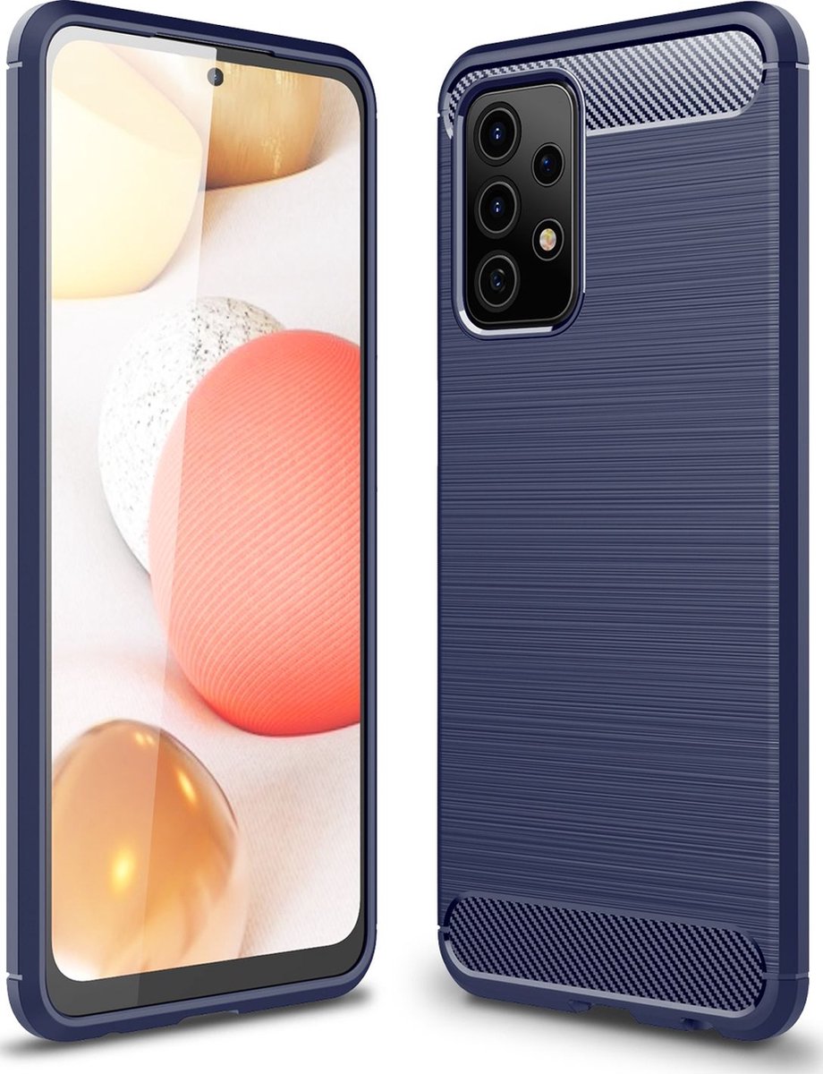 Mobigear Hoesje geschikt voor Samsung Galaxy A52 Telefoonhoesje Flexibel TPU | Mobigear Brushed Slim Backcover | Galaxy A52 Case | Back Cover - Donkerblauw