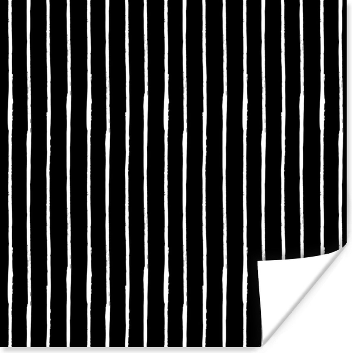 Poster Strepen - Zwart - Design - Wit - 30x30 cm