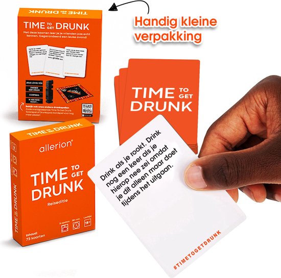 Thumbnail van een extra afbeelding van het spel Allerion Time to get Drunk Travel Edition – Drankspel met 73 Kaarten – Pocket Drank Spel