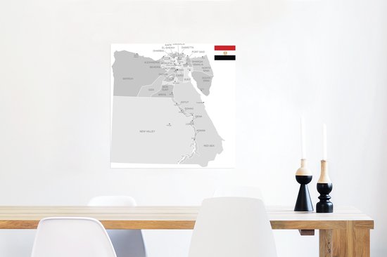 Illustration de l'Egypte sur une affiche carte grise 50x50 cm - Tirage photo sur Poster (décoration murale salon / chambre) / Affiche Afrique