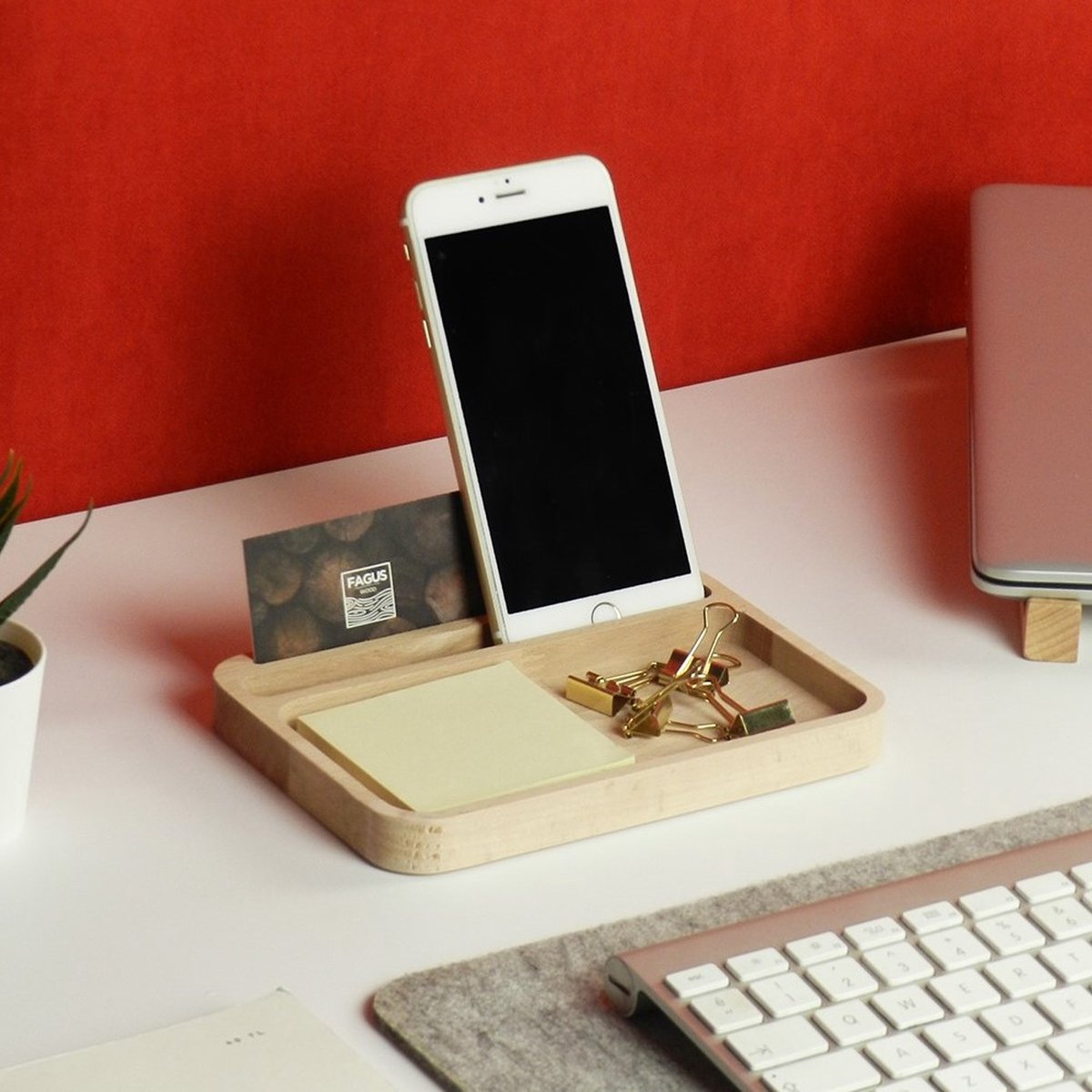 Fagus Wood - Dore Bureau Organizer - Natuurlijk Hout Organizer - Kantoor Bureau Organizer - Natural Kleur