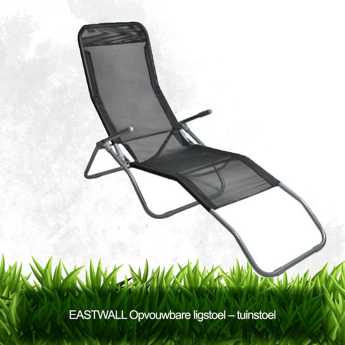 EASTWALL opvouwbare Ligstoel – Tuinstoel – Verstelbare tuinstoel – Textilene – Comfortabele ligbed – Gebruiksvriendelijk zonnebed – 190x49x93 cm – Donker grijs