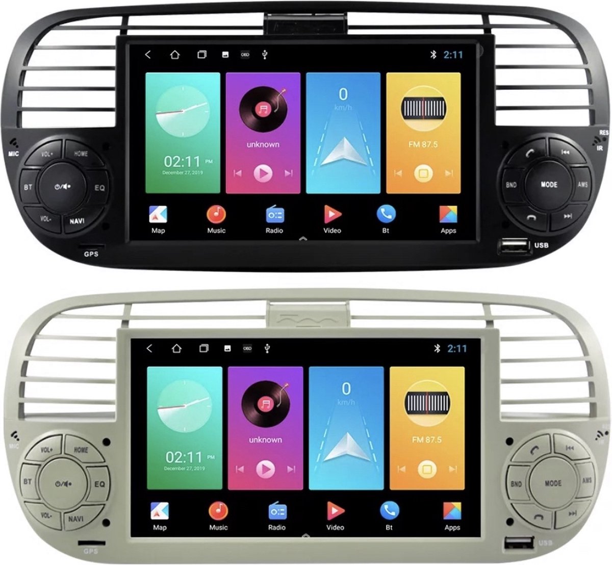 Fiat 500 Android 11 Autoradio 7 inch Draadloos CarPlay en Android Auto WiFi/4G/GPS/RDS/NAV/DAB+