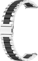 Stalen bandje - RVS - geschikt voor Huawei Watch GT / GT Runner / GT2 46 mm / GT 2E / GT 3 46 mm / GT 3 Pro 46 mm / GT 4 46 mm / Watch 3 / Watch 3 Pro / Watch 4 / Watch 4 Pro - zilver / zwart