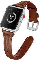Leren bandje - geschikt voor Apple Watch Series 1/2/3/4/5/6/7/8/9/SE/SE 2 met case size 38 mm / 40 mm / 41 mm - bruin