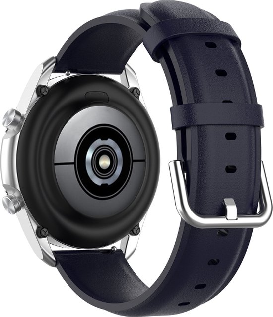 Bracelet en cuir (bleu marine), adapté pour Garmin Venu, Vivomove, Vivomove 3, Vivomove Style, Forerunner 245 & Forerunner 645