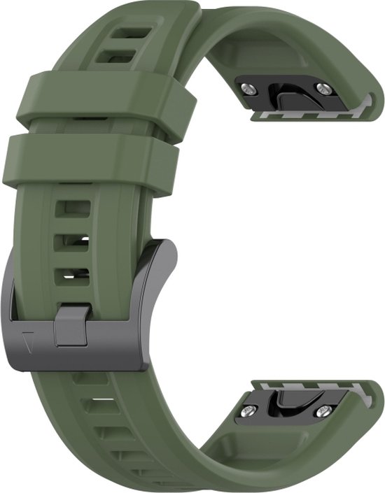 Siliconen bandje - geschikt voor Garmin Fenix 5 / 5 Plus / 6 / 6 Pro / 7 / 7 Pro / Epix (Pro) 47 mm / Epix (Pro) Gen 2 47 mm / Quatix 5 / 6 / 7 / 7 Pro / Approach S60 / S62 / S70 47 mm / MARQ / D2 Delta / D2 Mach 1 / Descent G1 - donkergroen