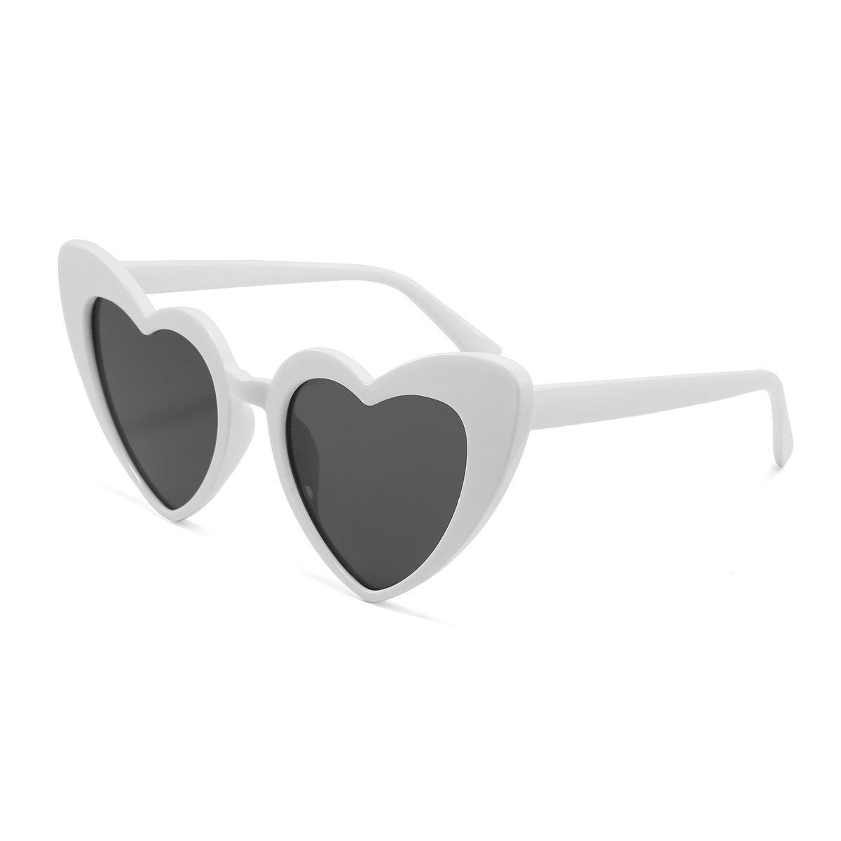 DAEBAK Witte vrouwen zonnebril in hart vorm [Zwart wit] met hartjes zonnebrillen Dames Festival Sunglasses