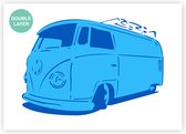 Hippie busje sjabloon - VW Transporter - 2 lagen kunststof A3 stencil - Kindvriendelijk sjabloon geschikt voor graffiti, airbrush, schilderen, muren, meubilair, taarten en andere doeleinden