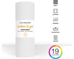 Jacobson - Hoeslaken - 200x200cm - Jersey Katoen - tot 23cm matrasdikte - Wit