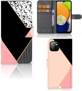 GSM Hoesje Geschikt voor Samsung Galaxy A03 Bookcase Black Pink Shapes