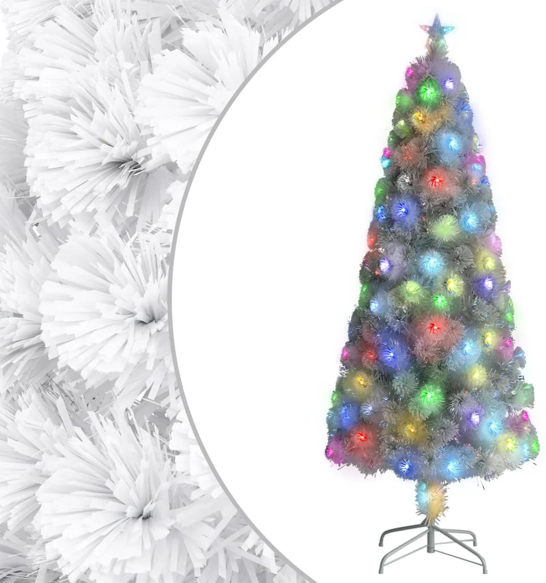 VidaLife Kunstkerstboom met LED 210 cm glasvezel wit
