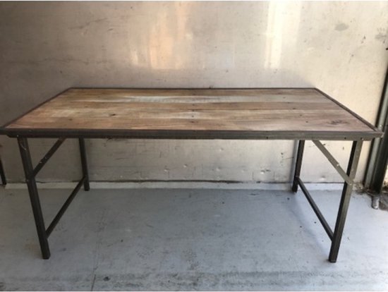 Klaptafel Folding table wood, metalen frame 180x90H83cm