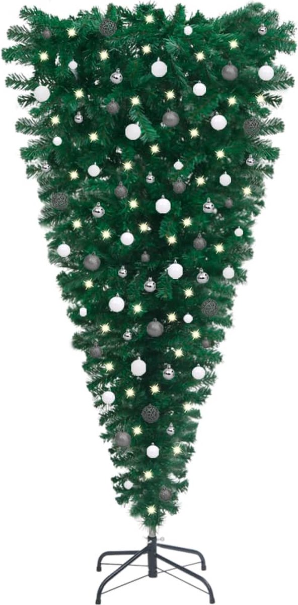 VidaLife Kunstkerstboom omgekeerd met LED's en kerstballen 180 cm