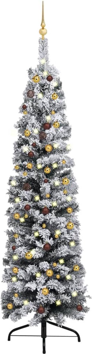VidaLife Kunstkerstboom met LED's en kerstballen smal 240 cm groen