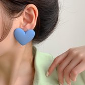 Boucle d'oreille coeur - Boucle d'oreille coeur Blauw - Boucles d'oreilles attrayantes - Clous Clips d'oreilles coeur - Clous Clips d'oreilles - Cadeau pour femme