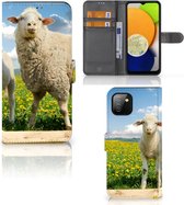 Telefoon Hoesje Geschikt voor Samsung Galaxy A03 Wallet Book Case met foto Schaap en Lammetje