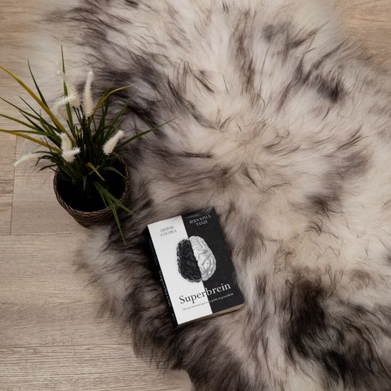WOOOL® IJslandse Schapenvacht - Wit Zwart L (105x60cm) 100% Natuurlijk & Echt - Vloerkleed  - ECO+