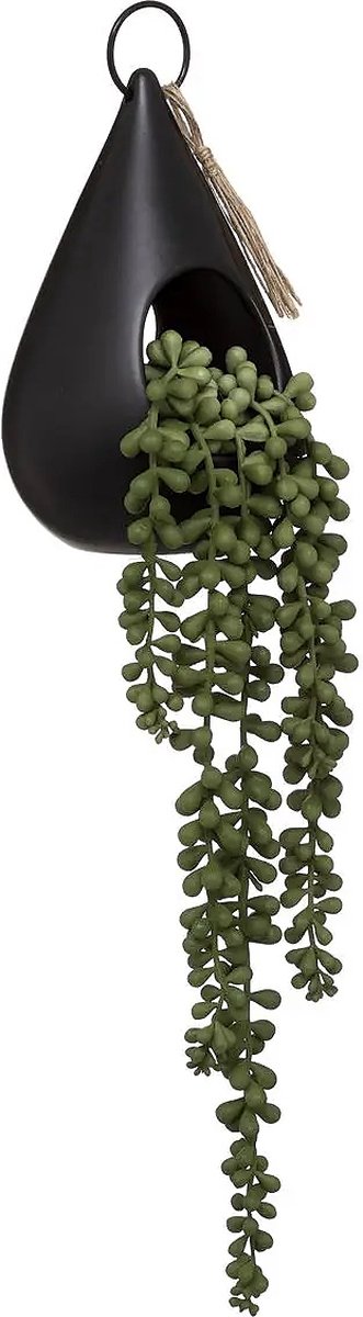 Kunst plant - Zwarte tropische keramiek hangplanten - keramiek drop plantenhanger - zwart - Diameter 12 x Hoogte 50 cm