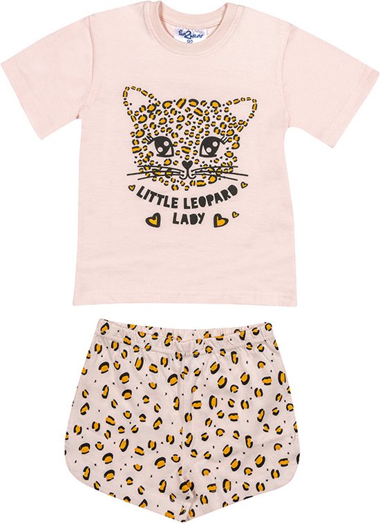Fun2wear - kinder - meisjes - shortama - Little leopard lady - pink