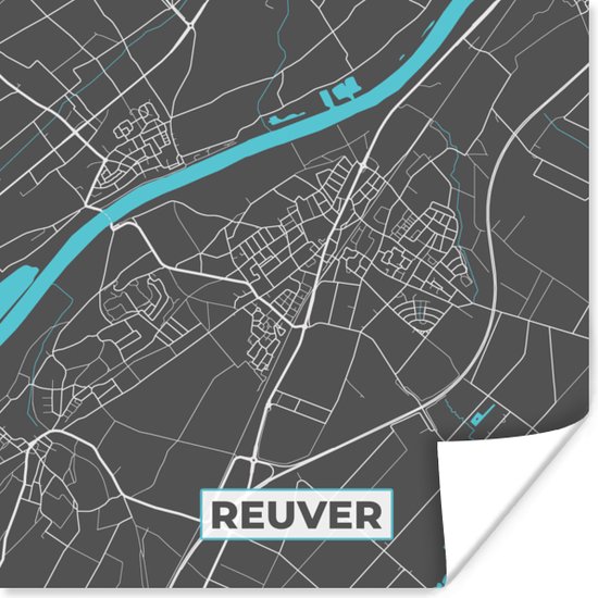 Poster Reuver - Kaart - Plattegrond - Stadskaart - 50x50 cm