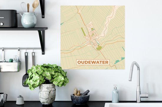 Poster Oudewater - Kaart - Plattegrond - Stadskaart - 50x50 cm