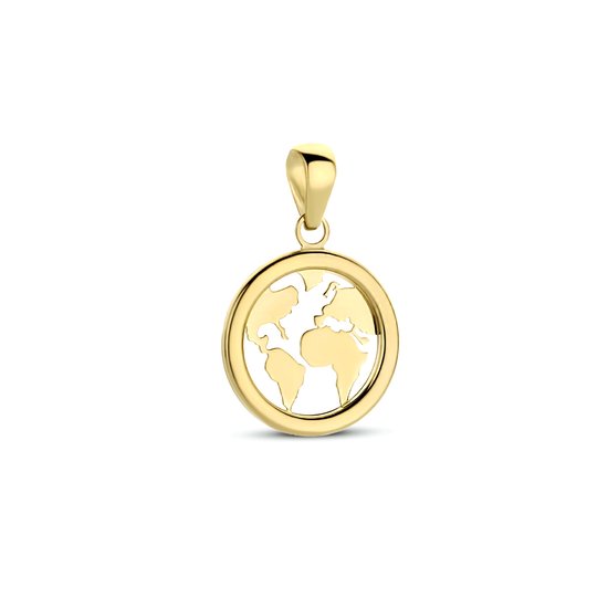 Magnifique collier en or 14 carats avec pendentif World