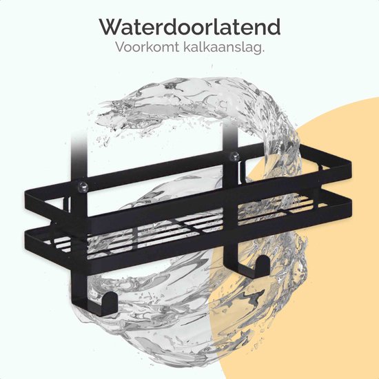 Goliving Doucherek - Doucherek zonder boren - Hangend doucherek - RVS - Twee laags - Zwart