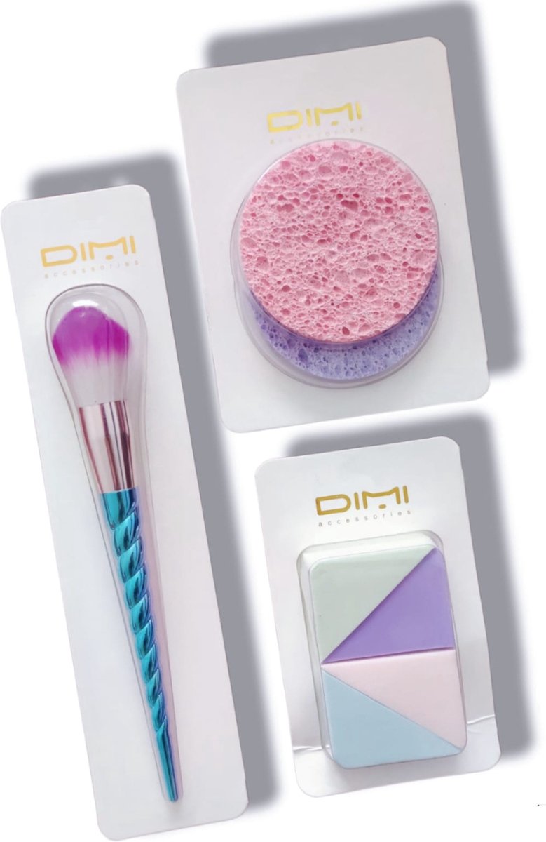 Set huidborstels met sponsjes - 3 Stuks - Make-up accessoires - Applicator Make-up - Dimi accessoires