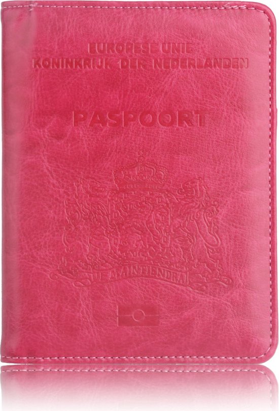 TDR - Porte-passeport et porte-cartes de Luxe en similicuir - avec technologie de blocage RFID - avec motif pré-imprimé néerlandais - Rose