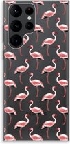 Case Company® - Hoesje geschikt voor Samsung Galaxy S22 Ultra hoesje - Flamingo - Soft Cover Telefoonhoesje - Bescherming aan alle Kanten en Schermrand