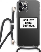 Case Company® - Hoesje met koord geschikt voor iPhone 11 Pro hoesje met Koord - Self love - Telefoonhoesje met Zwart Koord - Extra Bescherming aan alle Kanten en Over de Schermrand