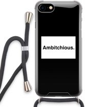 Case Company® - Hoesje met koord geschikt voor iPhone SE 2020 hoesje met Koord - Ambitchious - Telefoonhoesje met Zwart Koord - Extra Bescherming aan alle Kanten en Over de Schermrand