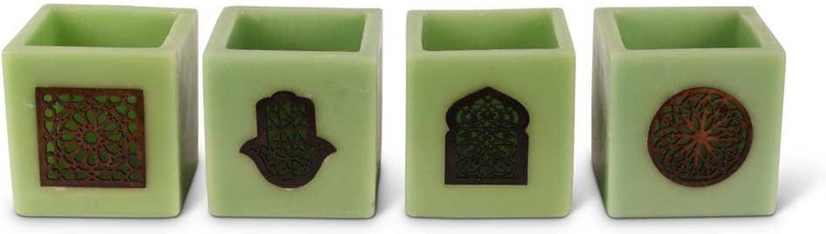 Safaary - Marokkaanse Kaarslichthouder Groen Ø 12 x 12cm-Poort patroon
