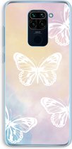 Case Company® - Hoesje geschikt voor Xiaomi Redmi Note 9 hoesje - White butterfly - Soft Cover Telefoonhoesje - Bescherming aan alle Kanten en Schermrand