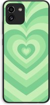 Case Company® - Hoesje geschikt voor Samsung Galaxy A03 hoesje - Hart Groen - Soft Cover Telefoonhoesje - Bescherming aan alle Kanten en Schermrand