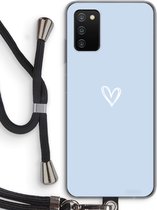 Case Company® - Hoesje met koord geschikt voor Samsung Galaxy A03S hoesje met Koord - Klein Hart Blauw - Telefoonhoesje met Zwart Koord - Bescherming aan alle Kanten en Over de Schermrand