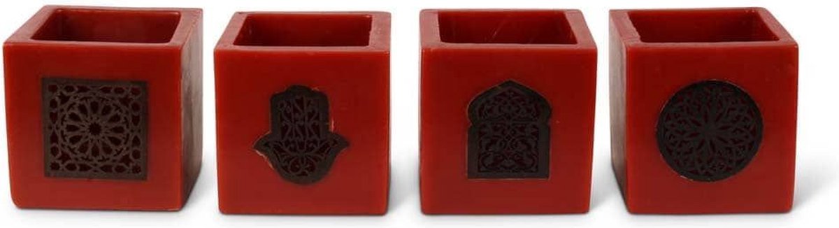 Safaary - Marokkaanse Kaarshouder Rood Ø 12 x 12cm-Hand patroon