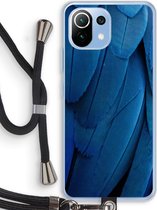 Case Company® - Hoesje met koord geschikt voor Xiaomi Mi 11 Lite hoesje met Koord - Pauw - Telefoonhoesje met Zwart Koord - Bescherming aan alle Kanten en Over de Schermrand